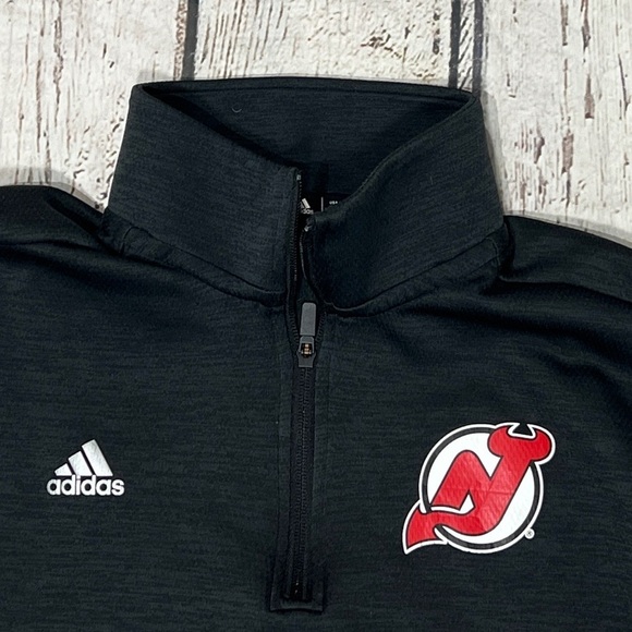 New Jersey Devils NHL Hockey Black Pullover Jumper Jacket Adidas - Picture 3 of 4